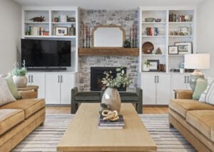 155dr Living Room Facing Fireplace And Cabinets