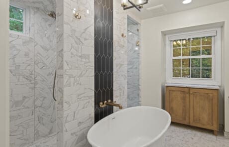 44al Primary Bathroom Freestanding Tub Walk In Shower And Window