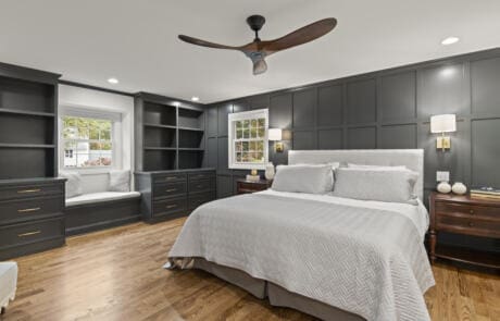 44al Primary Bedroom Bed And Built In Shelving